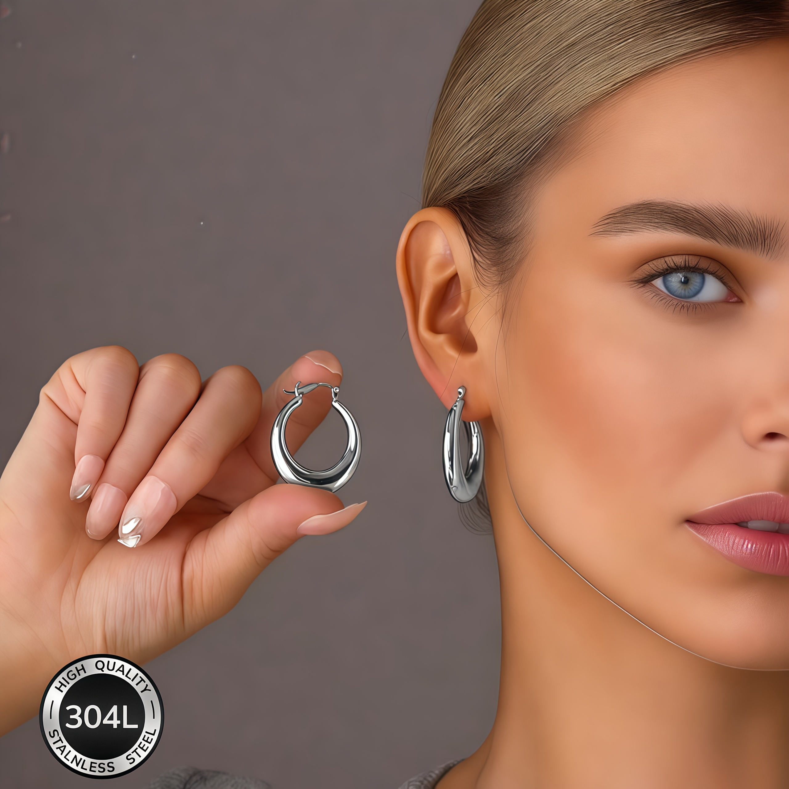 Women's High-Quality Stainless Steel Hollow Earrings